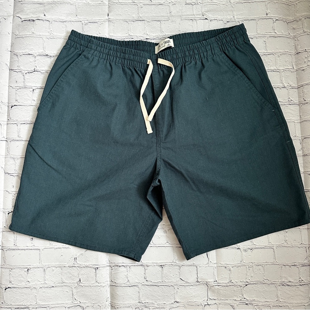 Line Of Trade Shorts Men XL Navy Blue Solid Drawstring 8" Inseam Preppy